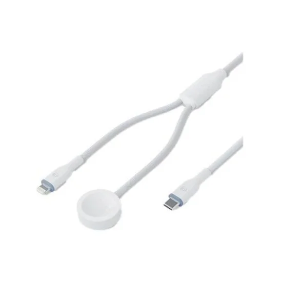 Bazic Gocharge Deuce Cable, Usb-C To Lightning With Watch Charger 1.8M- White